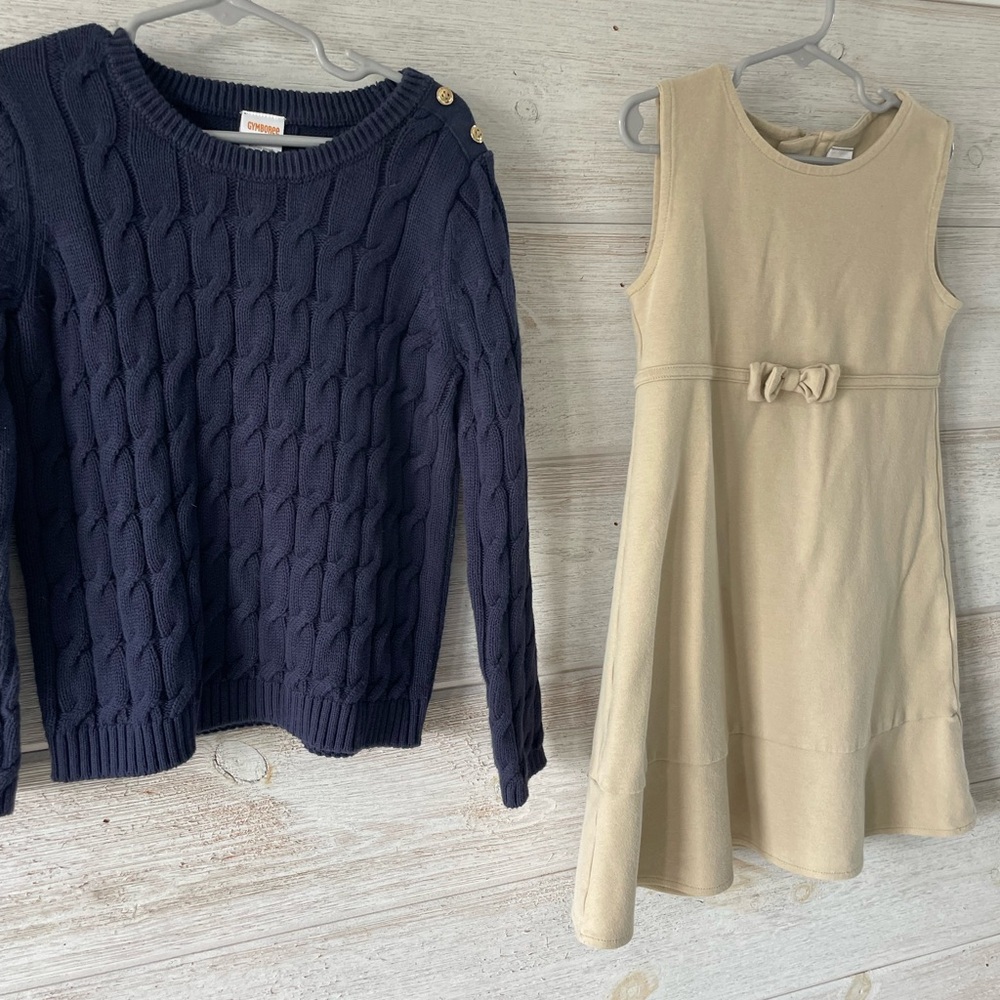 Gymboree Navy Knit Pullover and Beige Jumper